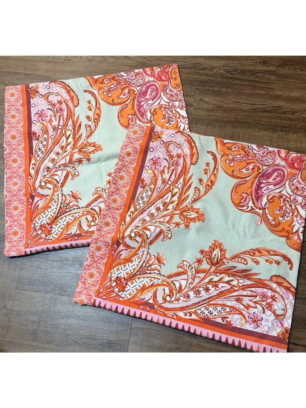 2 Pottery Barn Olympia Paisley Linen Square Pillow Cover 24